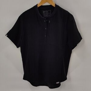 FIGS Top Black Large Scrub Technical Collection Breathable Sides Short Sleeve
